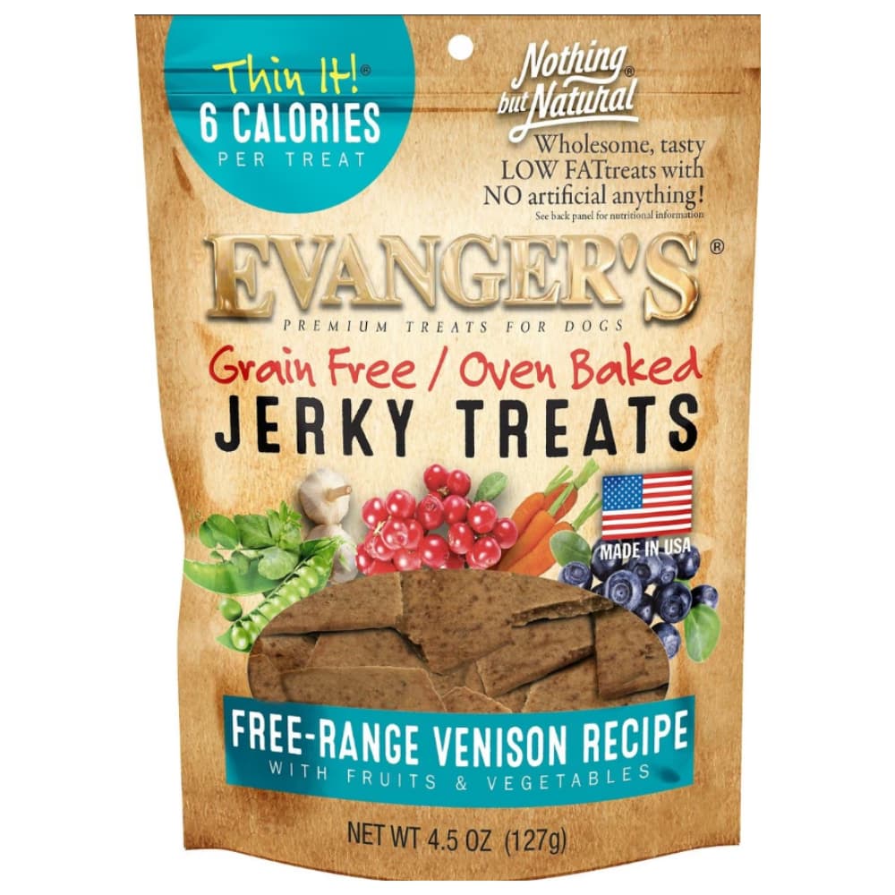 Evanger's Nothing But Natural Venison Jerky Treats for Dogs 4.5oz